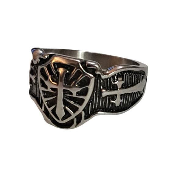 New Knight crusade cross armor shield ring size 14.5 - Picture 5 of 8